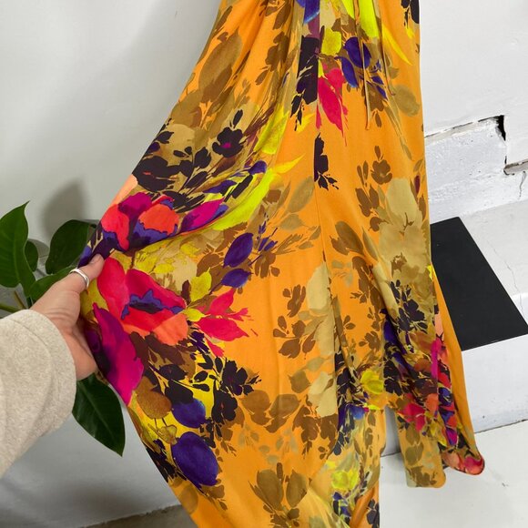 Nicole Miller Runway Silk Floral Lined Angelina Botanic Maxi Dress Size S - Picture 4 of 12
